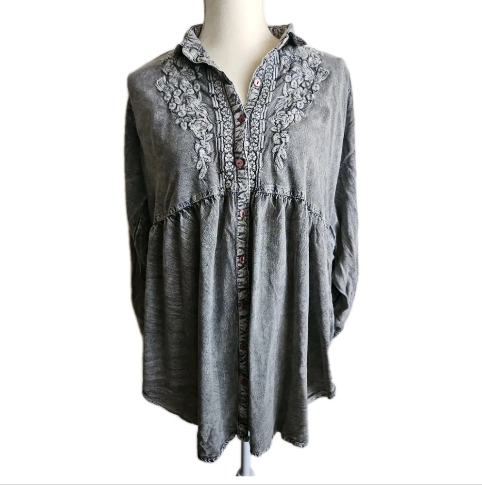 Chic Connection Gray Blouse Top Size L